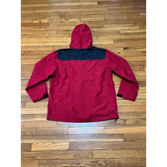 Frogg Toggs Mens Windbreaker Rain Jacket Sz Large Red Hooded Full Zip Polyester - Picture 6 of 6